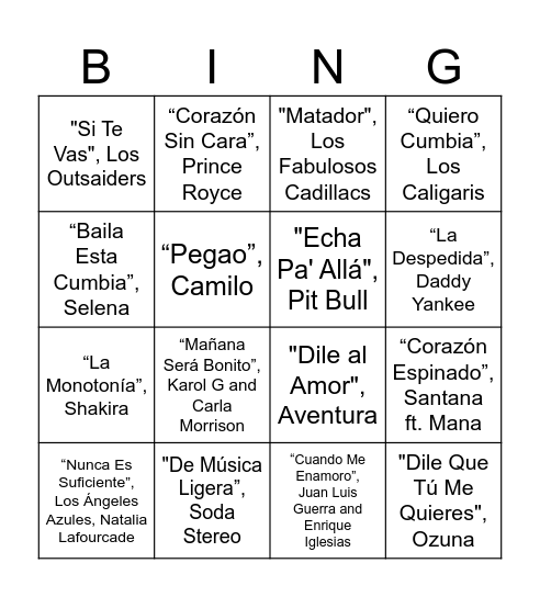 Locotubre 2023 Bingo Card