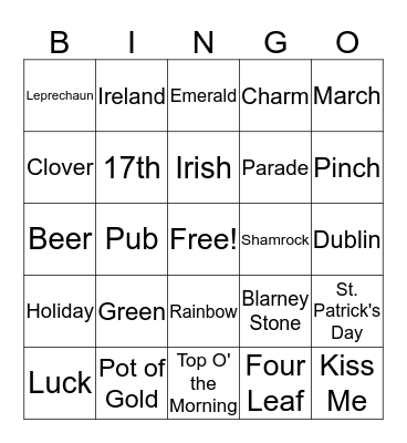 St. Patrick's Day Bingo Card