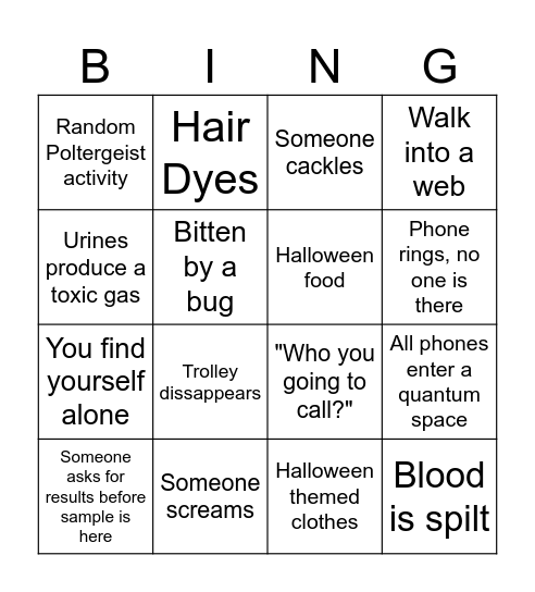 Main Lab Bingo Card