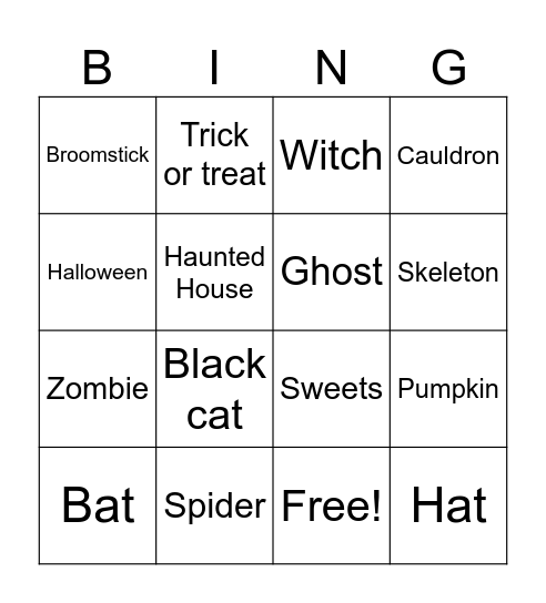 Spooky Bingo Card