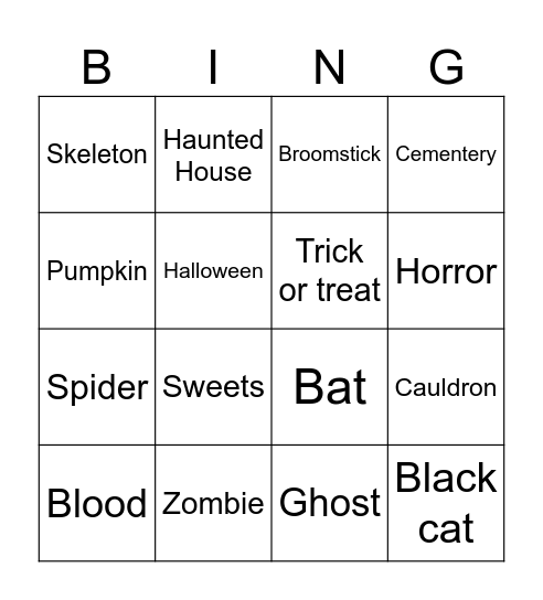 Spooky Bingo Card