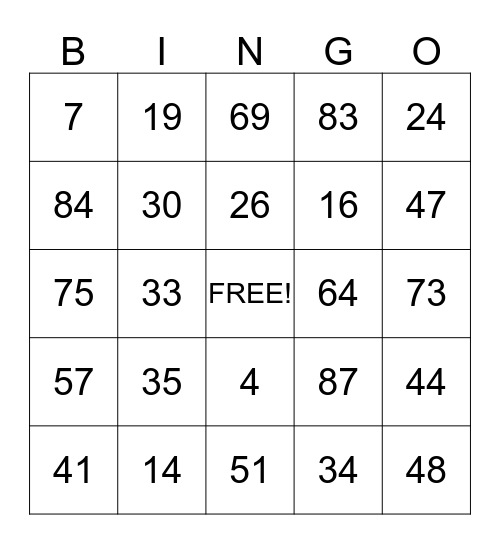 FACTOR Bingo Card