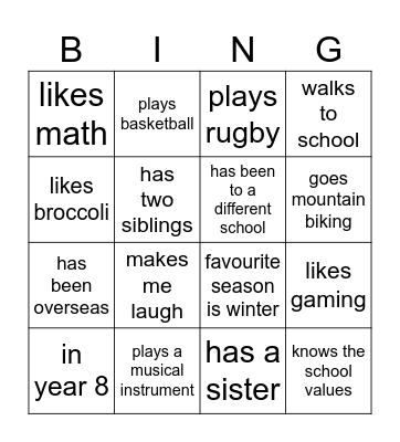 BINGO WARM UP Bingo Card
