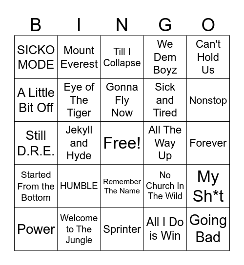 Boxing Day Musical Bingo Card