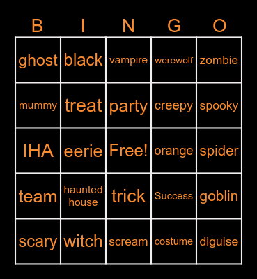 Halloween Bingo Card