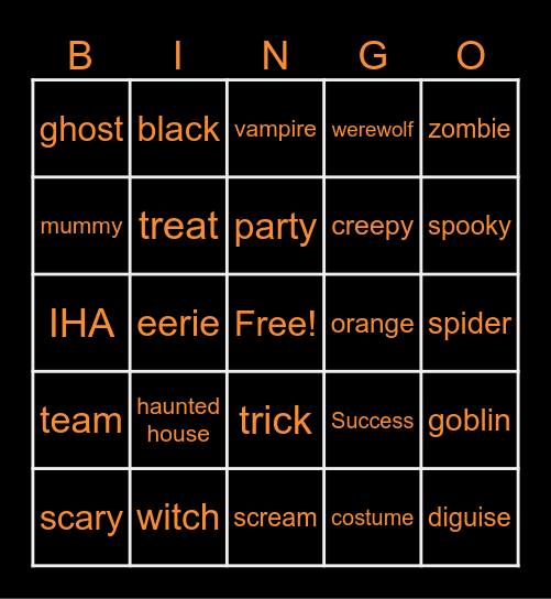 Halloween Bingo Card