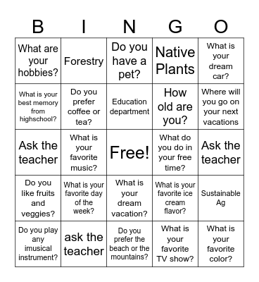 Get to know Bingo Card
