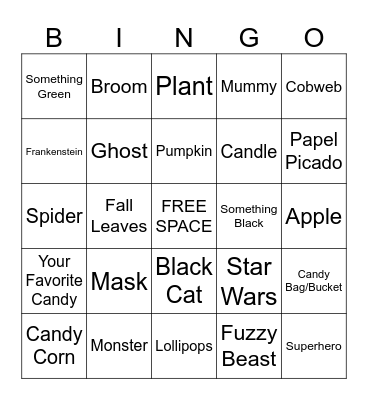 Halloween Photo Scavenger Hunt Bingo Card