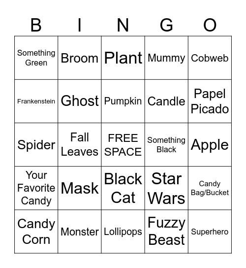 Halloween Photo Scavenger Hunt Bingo Card