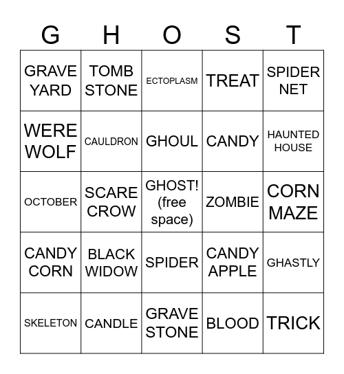 GHOST BINGO Card