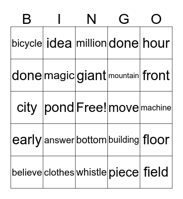 1R Bingo Card