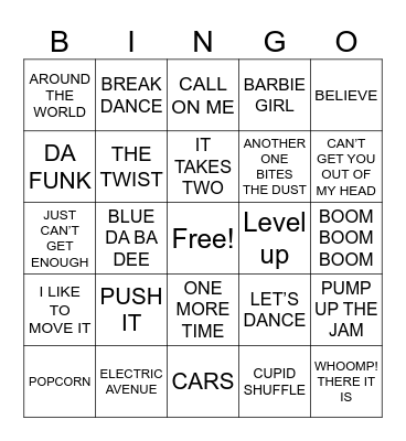 DANCE & MUSIC Bingo Card