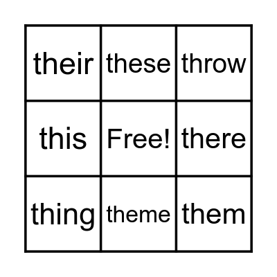 Digraphs: th Bingo Card