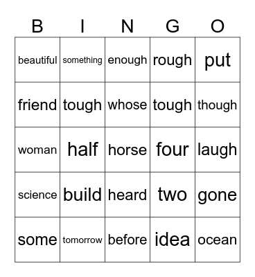 Red Words 88 Bingo Card