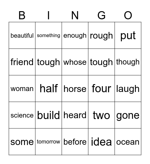 Red Words 88 Bingo Card