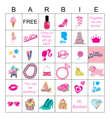 Barbie Bingo Card