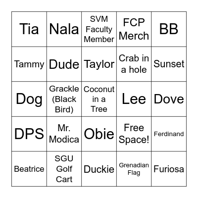 Campus Cat Bingo Card