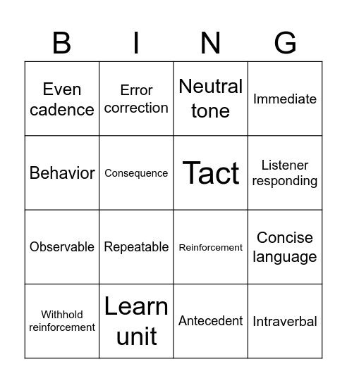 The Learn Unit Bingo Card