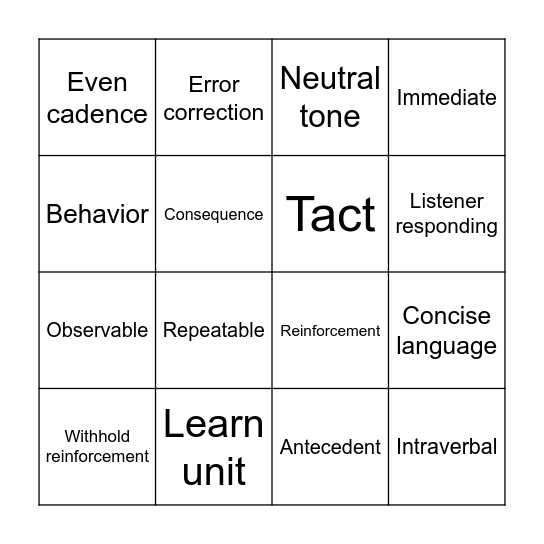 The Learn Unit Bingo Card