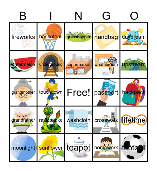 COMPOUND WORDS Bingo Card