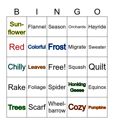 AUTUMN2 Bingo Card