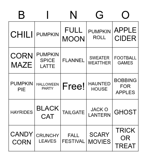 🎃Fall Bingo👻 Bingo Card