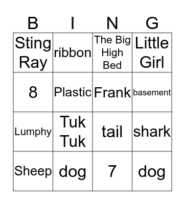 "Toys Go Out" Bingo Card