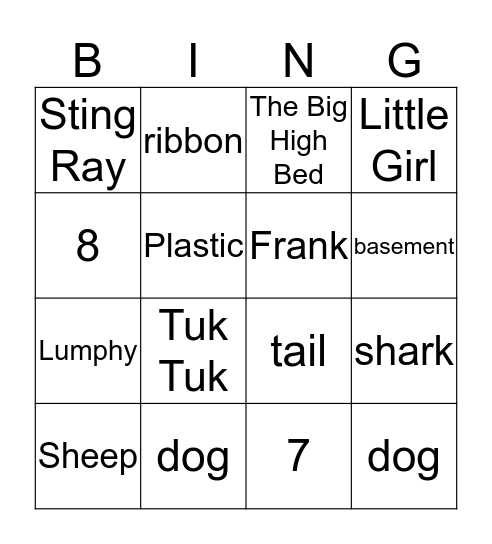 "Toys Go Out" Bingo Card