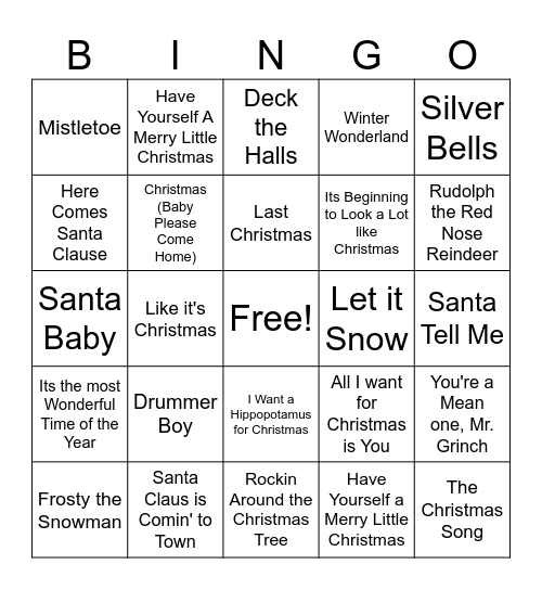 Christmas Bingo Card