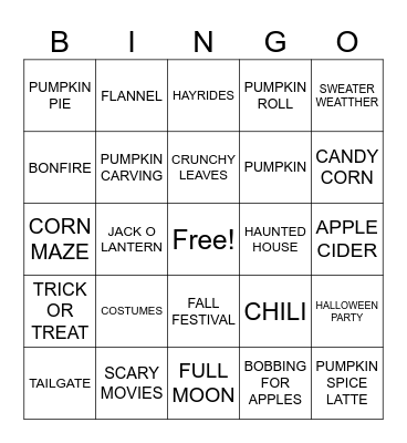 🎃Fall Bingo👻 Bingo Card