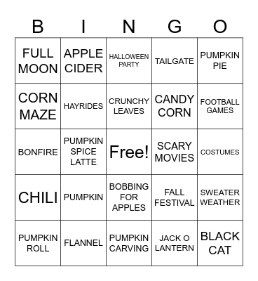 🎃Fall Bingo👻 Bingo Card