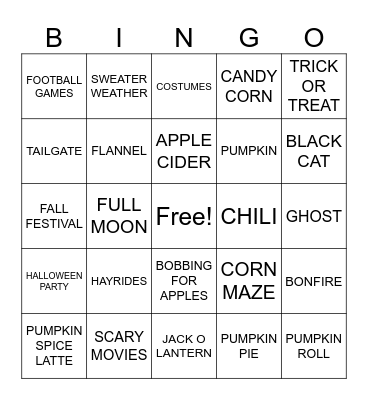 🎃Fall Bingo👻 Bingo Card