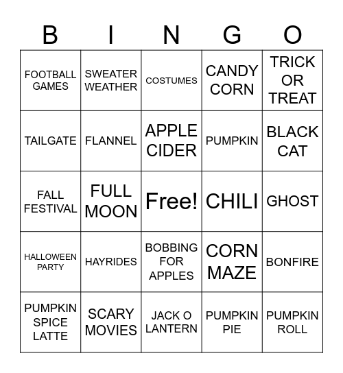 🎃Fall Bingo👻 Bingo Card