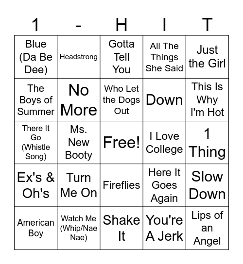 One Hit Wonders Bingo Card