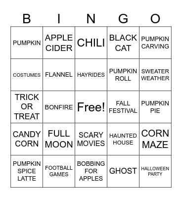 🎃Fall Bingo👻 Bingo Card