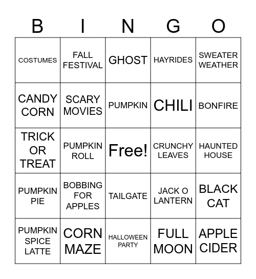 🎃Fall Bingo👻 Bingo Card