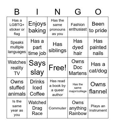 Queer Bingo Card