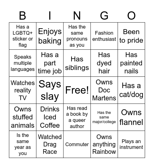 Queer Bingo Card