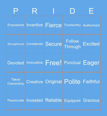 PRIDE Week BINGO Card