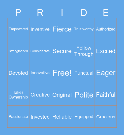 PRIDE Week BINGO Card
