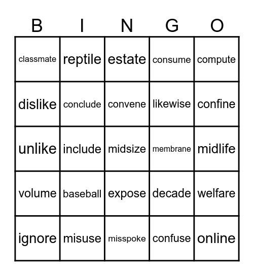 STEP 4.2 Bingo Card