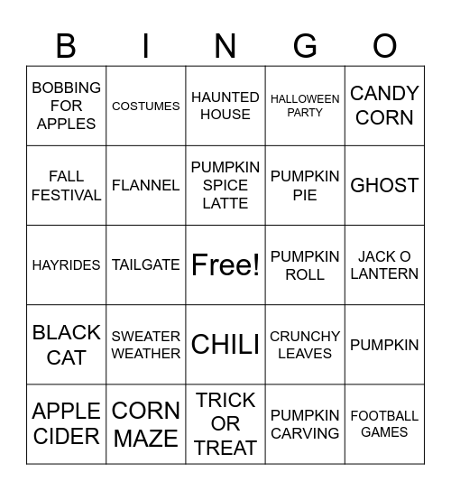🎃Fall Bingo👻 Bingo Card