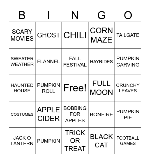 🎃Fall Bingo👻 Bingo Card