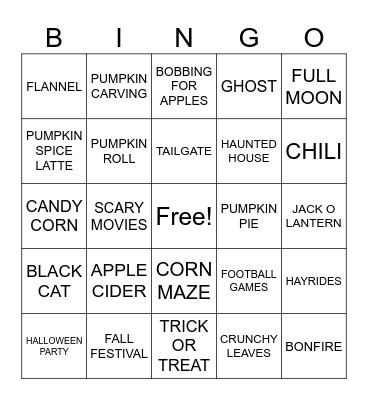 🎃Fall Bingo👻 Bingo Card