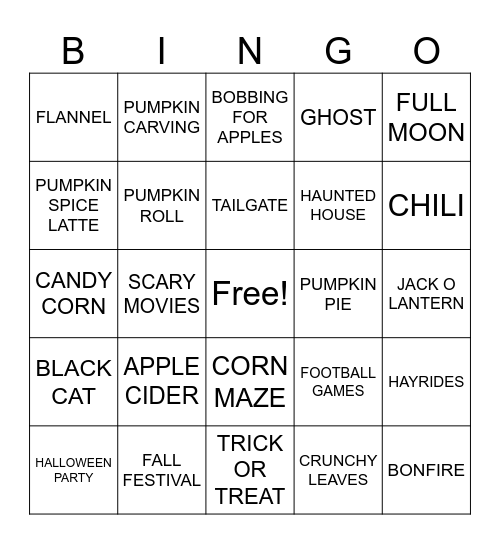 🎃Fall Bingo👻 Bingo Card
