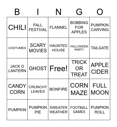 🎃Fall Bingo👻 Bingo Card
