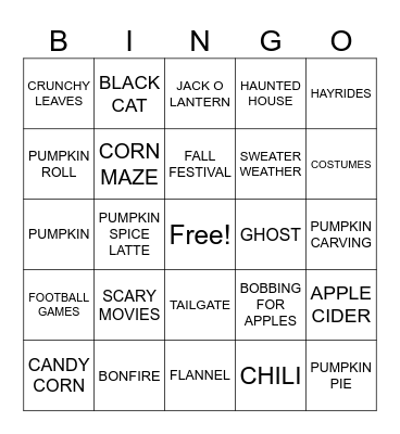 🎃Fall Bingo👻 Bingo Card