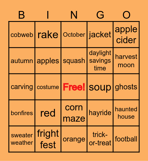 Fall Bingo Card