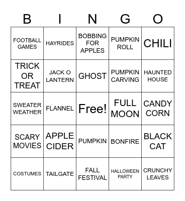 🎃Fall Bingo👻 Bingo Card