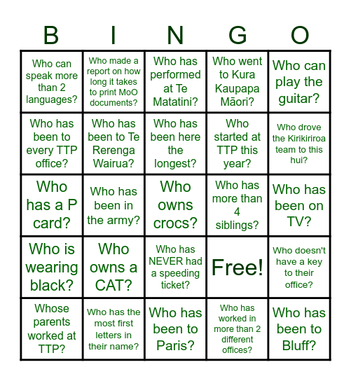 Pou Tāhū Bingo Card